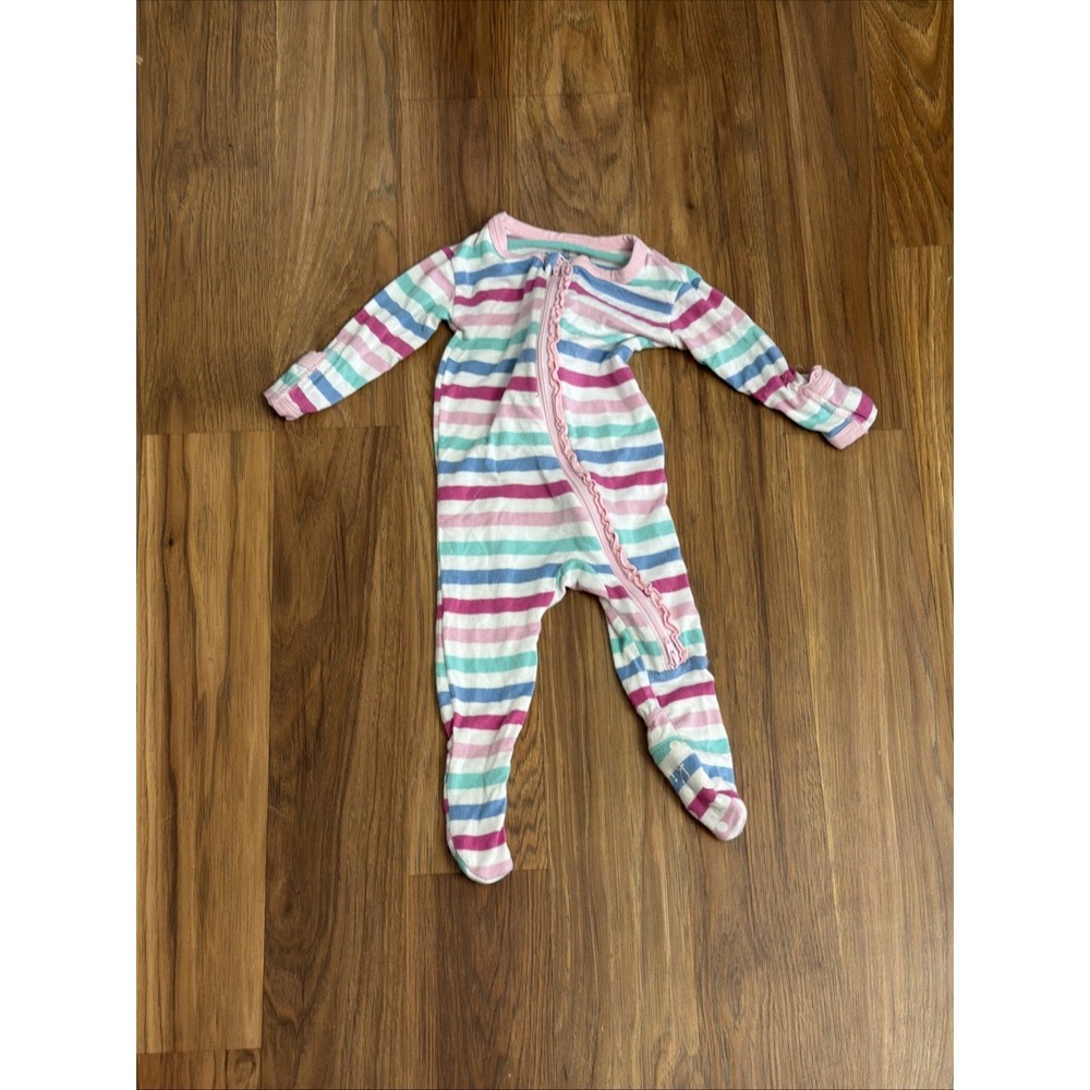 Kickee Pants Baby Girls 0-3 Months Striped Footed Sleeper Pajamas Ruffle Bum